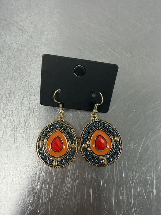 Jewelry - Bohemian Teardrop Dangle Earrings in Orange and Blue